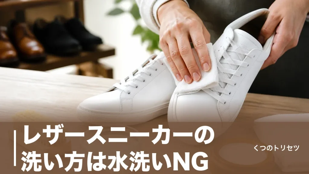 レザースニーカーの洗い方は水洗いNG？革を傷めない5ステップと黄ばみ対策のアイキャッチ画像