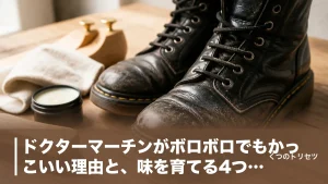 ドクターマーチンがボロボロでもかっこいい理由と、味を育てる4つの手入れのアイキャッチ画像
