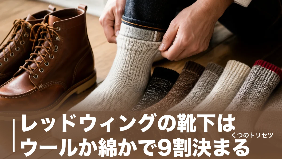レッドウィングの靴下はウールか綿かで9割決まる｜純正ソックスの厚さとサイズ選びを解説のアイキャッチ画像