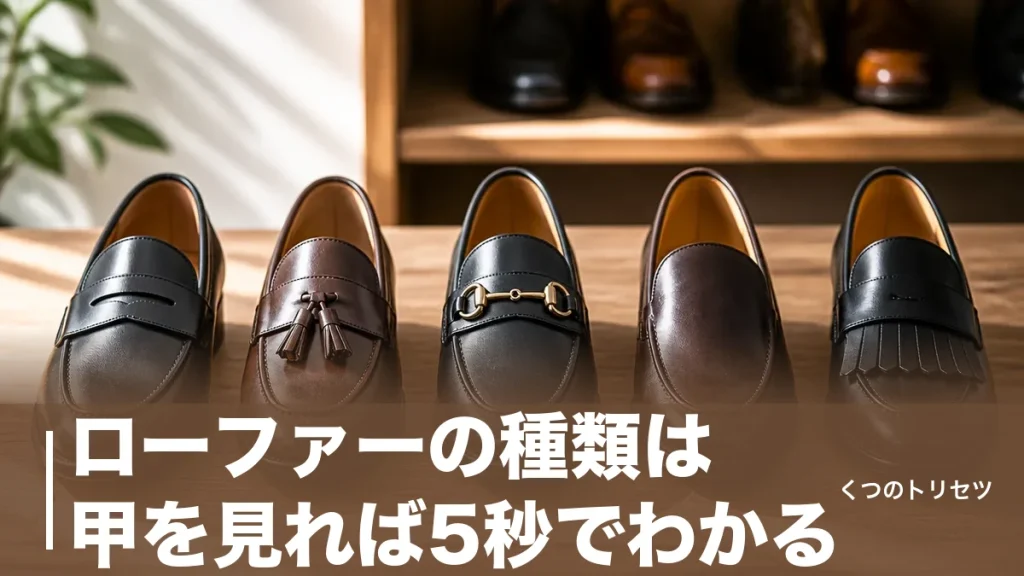 ローファーの種類は甲を見れば5秒でわかる｜コイン・タッセル・ビットの違いとTPO別の選び方のアイキャッチ画像