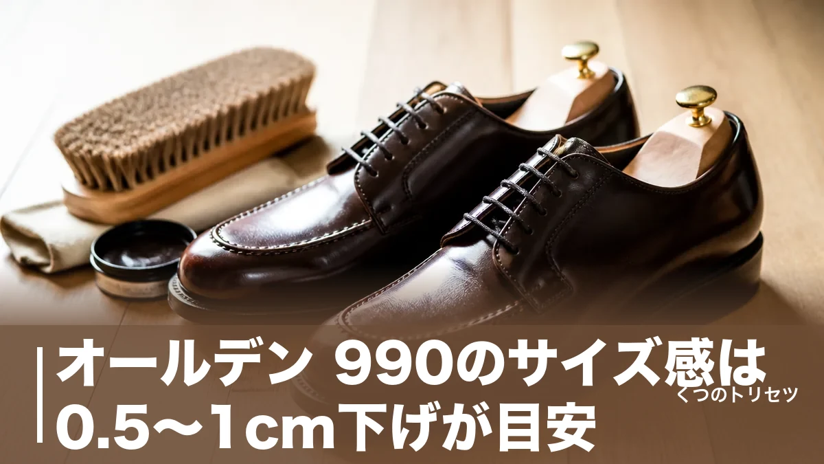 オールデン 990のサイズ感は0.5〜1cm下げが目安｜#8コードバンの魅力と弱点のアイキャッチ画像
