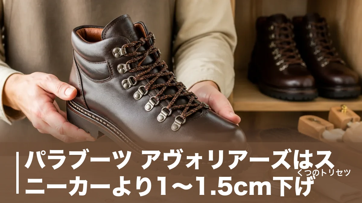 パラブーツ アヴォリアーズはスニーカーより1〜1.5cm下げ｜サイズ感と評判を靴店員が解説のアイキャッチ画像