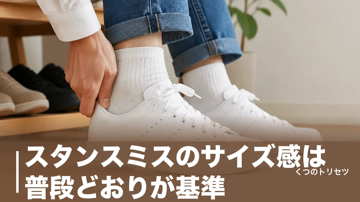 スタンスミスのサイズ感は普段どおりが基準｜0.5cm上げが正解になる足型の条件のアイキャッチ画像