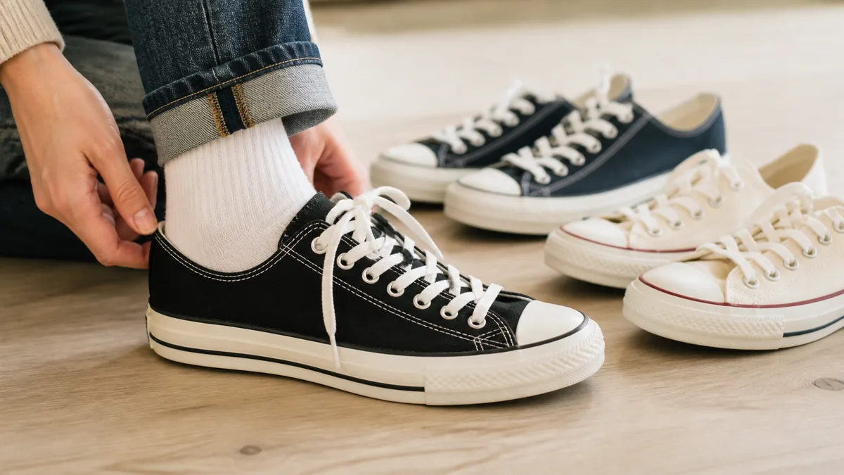 コンバース オールスター サイズ感の答えは「0.5cm上げ」から始めるの解説画像