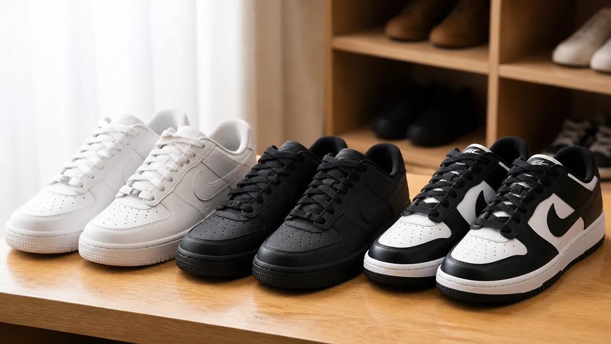 エアフォース1 白黒は「白ベース」「黒ベース」「レイヤード」の3タイプに分かれるの解説画像
